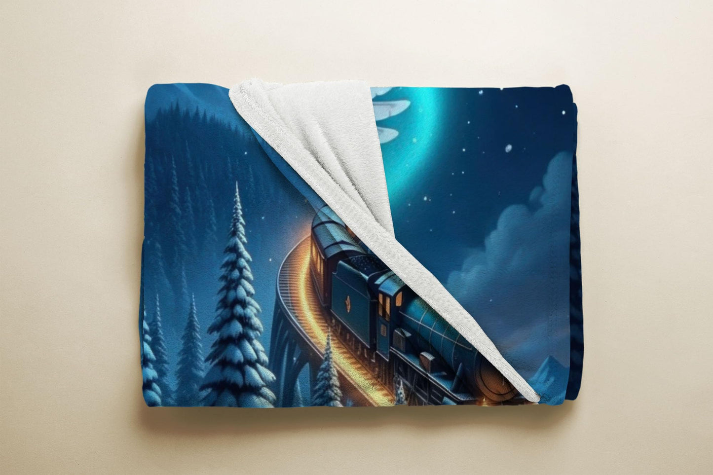 Allenjoy Dreamy Snowy Night Train Owl Blanket 57"x50" - Soft Warm Throw Blankets for Couch Bed Living Room Home Office Bedroom Decor, Gifts for Boys Girls Kids Teens Fans, Washable