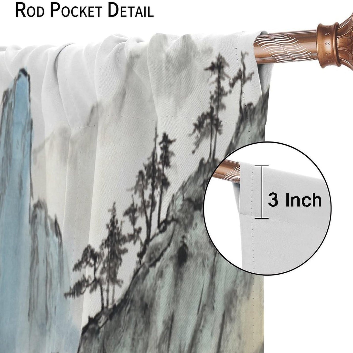 Japanese Curtains, Cherry Blossom Asian Oriental Chinese Nature Mountain Red Floral Flowers Lake Tree Art Print Window Drapes For Bedroom Living Room Kitchen Decor,2 Panel Set,42x45 Inch Decor