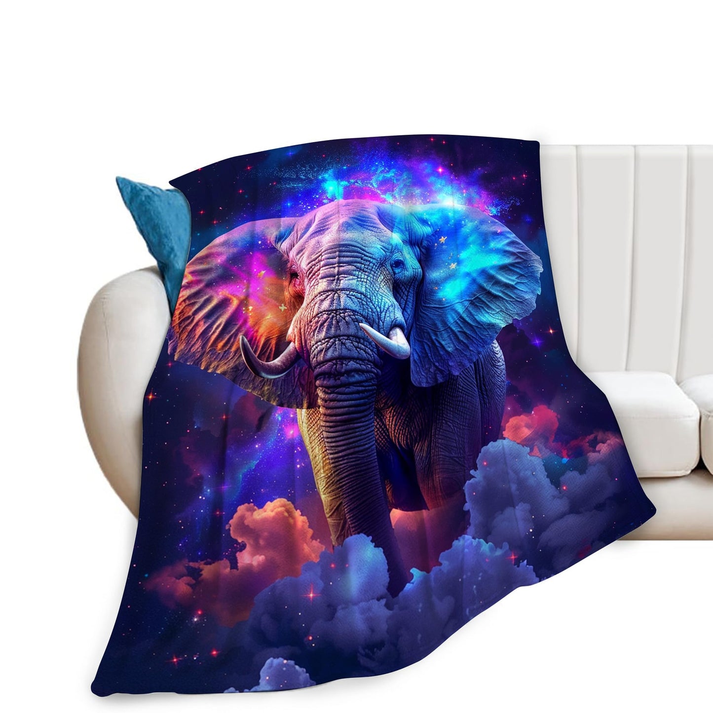 Fantasy Elephant Throw Blanket - Soft, Warm & Cozy Fleece for Couch, Sofa, Bed - 50"x40" - Animal Blanket for Girls, Boys, Women, Men, Kids, Adults