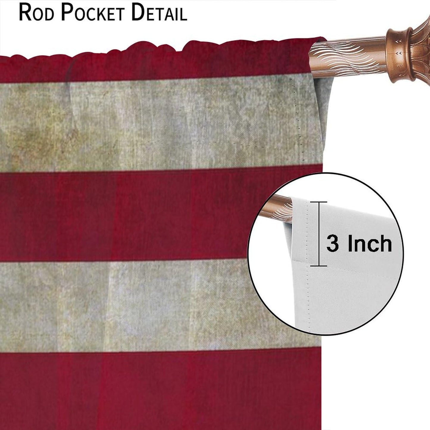 wlsgdsg Retro USA Flag Blackout Curtains for Man Cave, Vintage Old Yellowed American Patriotic Backdrop Window Treatments, Rod Pocket Drapes for Boys Teens Bedroom, 42x45in