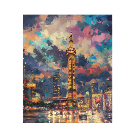 AIXIWAWA Throw Blanket-Painting City Print for Couch, Warm Soft 50×60 inches Lightweight Fleece for Bed Sofa All Season