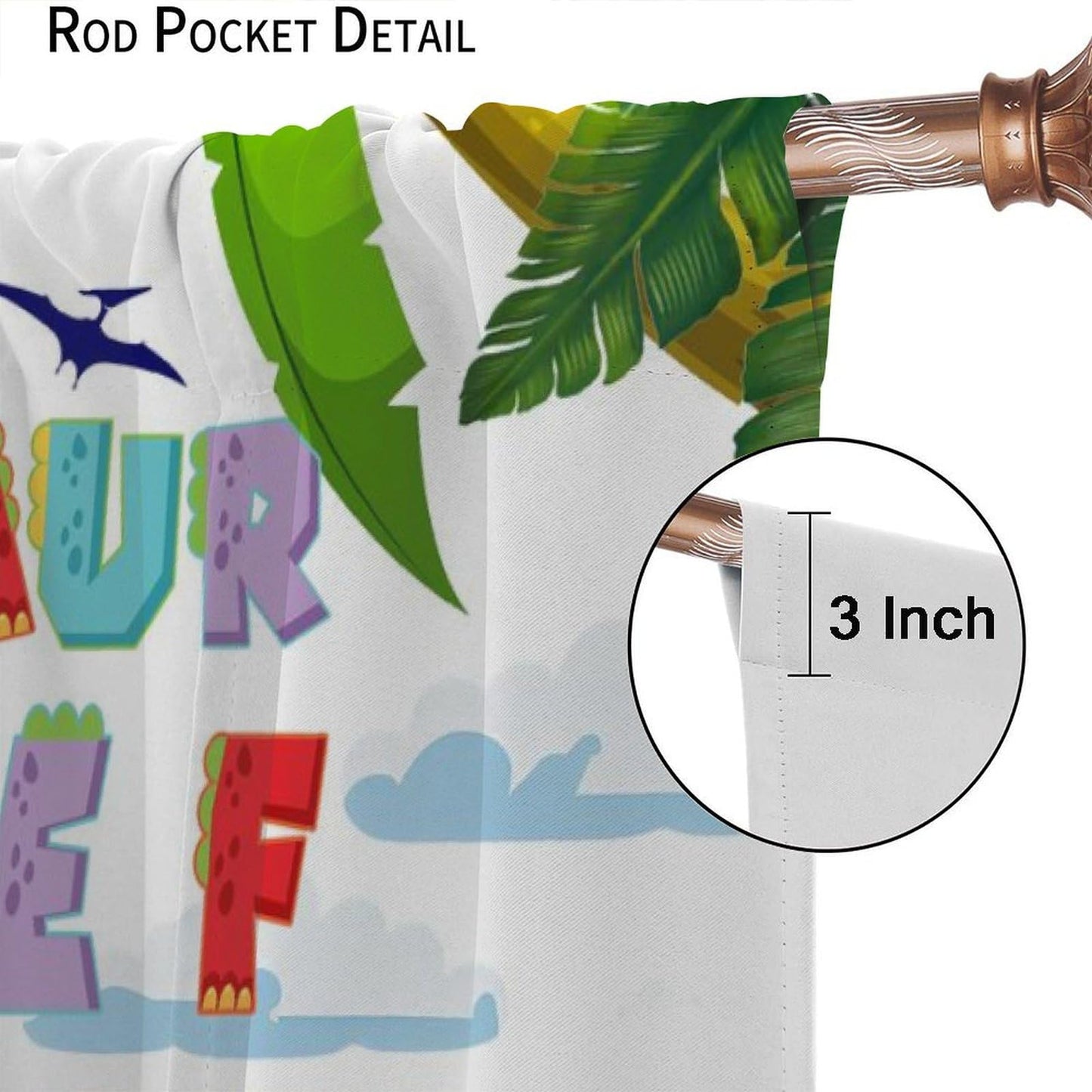 AAVEUP Dinosaur Alphabet ABC Curtains, Cartoon Jurassic Forest Plants for Educational Learning Windows Treatments Drapes for Kids Boys Nursery Children Toddler Bedroom 42x45in（No Blackout）