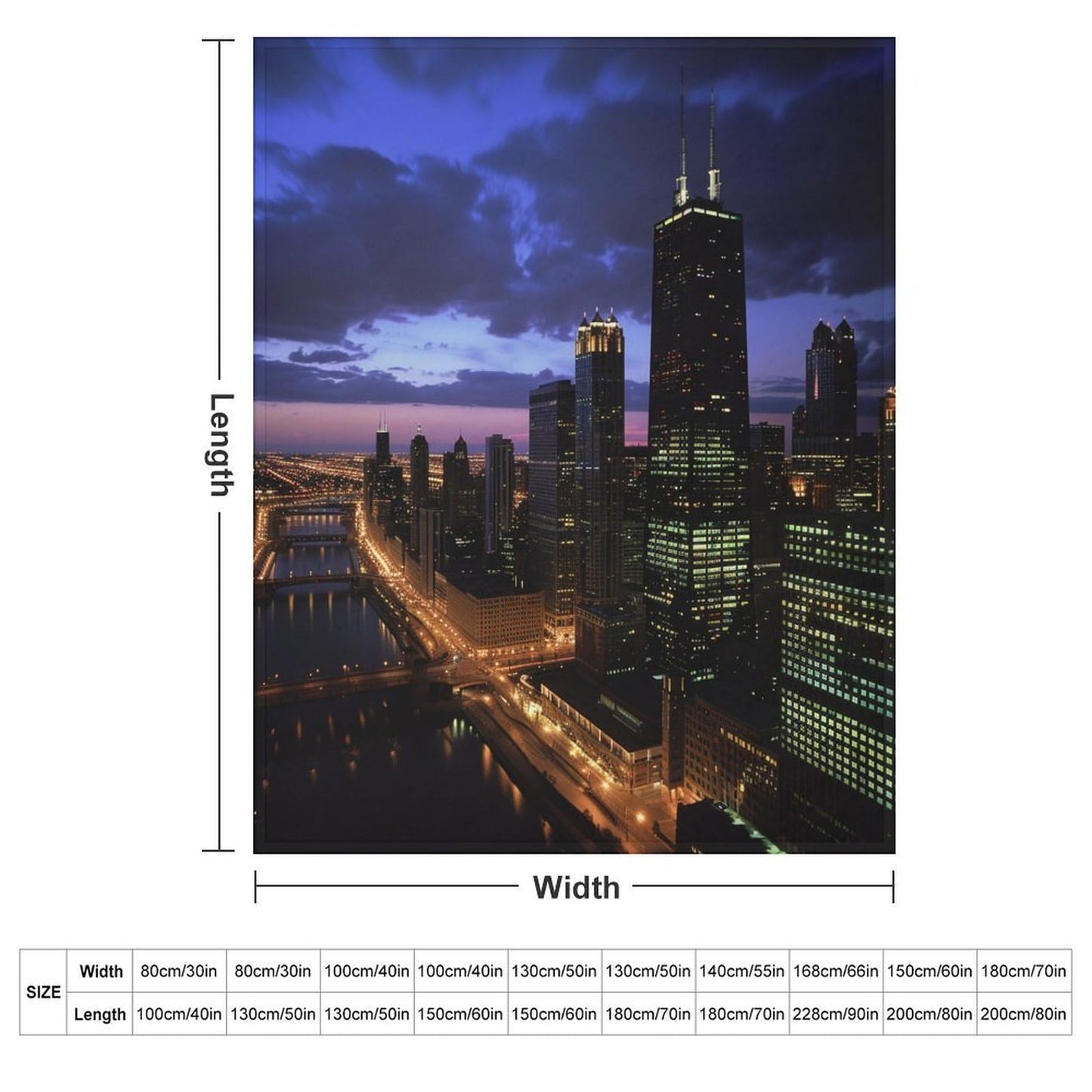 HDESDIS Night City Landscape Throw Blanket, Soft Cozy Chicago Skyline Skyscraper Blanket for Couch, Sofa, Bed, Warm Decorative Blanket for Women and Men, 50"x60"