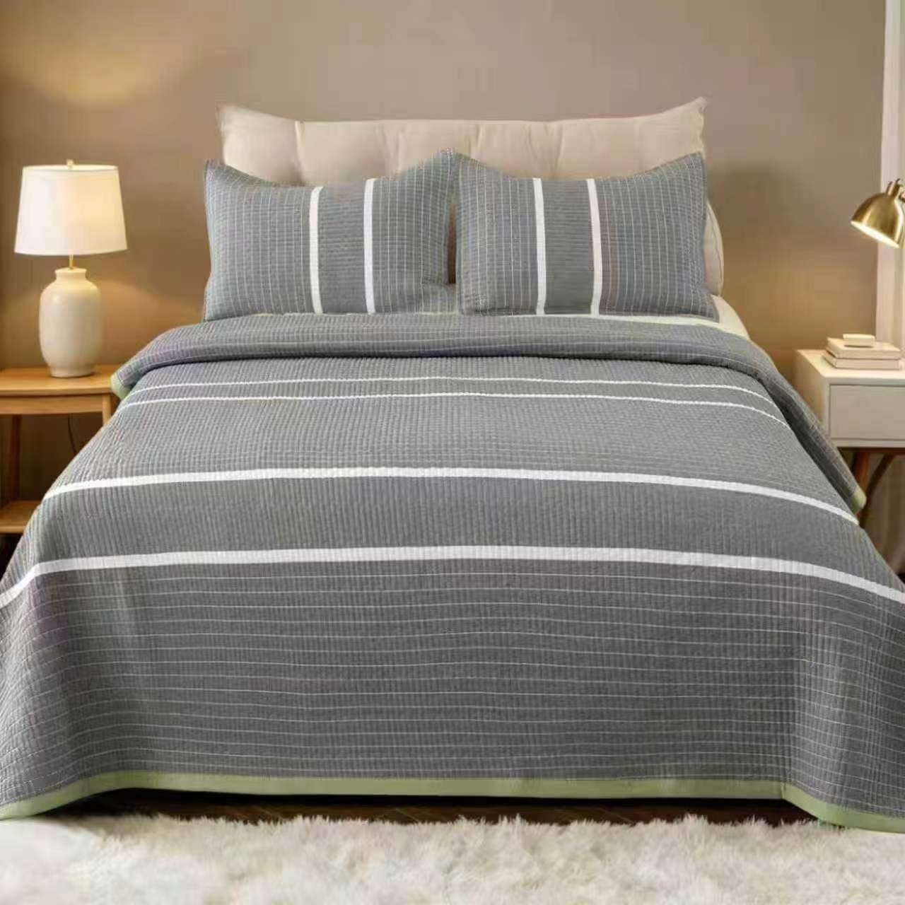 Yonvdns 3 Pieces 100% Cotton Quilt Set Twin Size,Hypoallergenic for Sensitive Skin,Lightweight All Season Coverlet Set, No Clumping After Wash,Anti-Static(Nordic Grey, 90"x78")