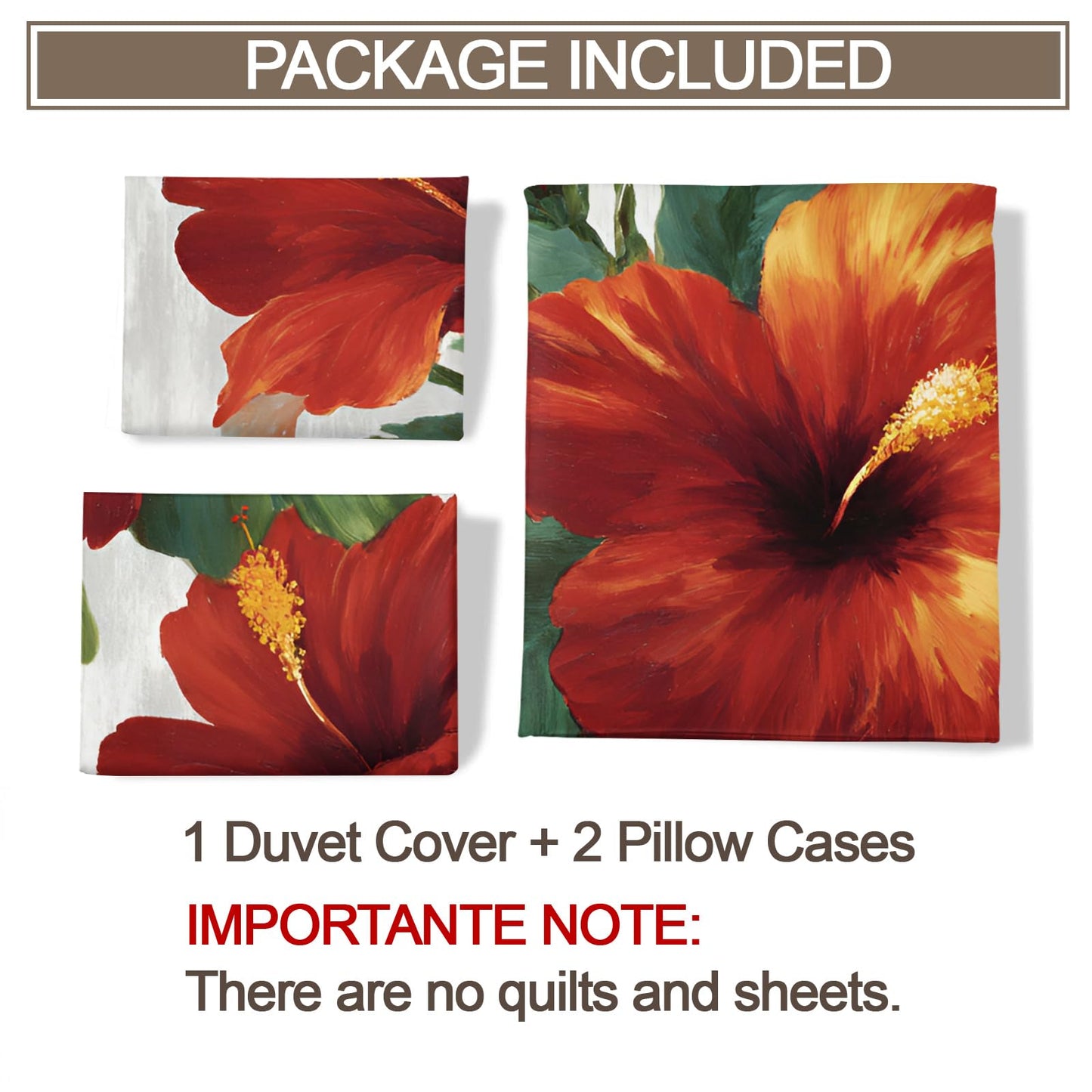 ZAMODE Floral Comforter Cover 104" x 90", Tropical Plants Hibiscus Bedding King Size, Hawaiian Summer Floral Duvet Cover with 2 Pillowcases