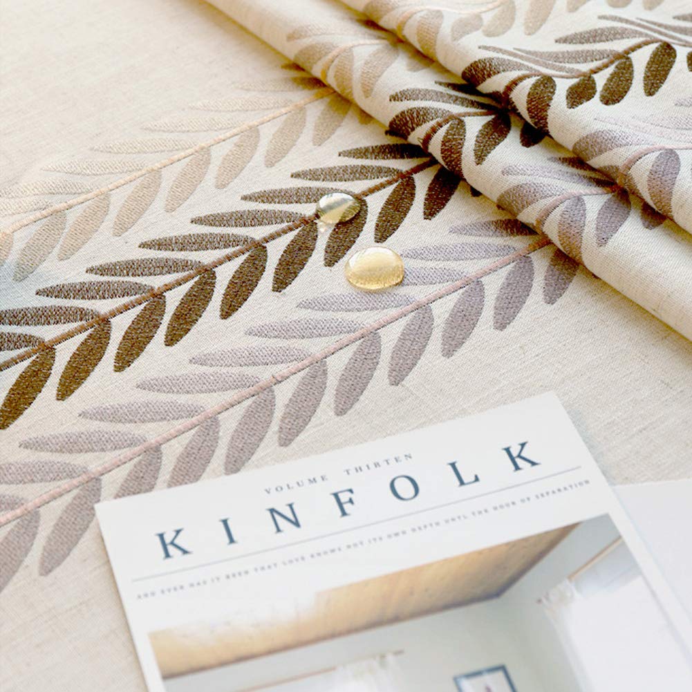 AMZALI Elegant Embroidery Spill-Proof Water Resistance Table Cloth Wrinkle Free Heavy Weight Cotton Linen Tablecloth Fabric Table Cover for Outdoor Indoor (Square 53 * 53 Inch)