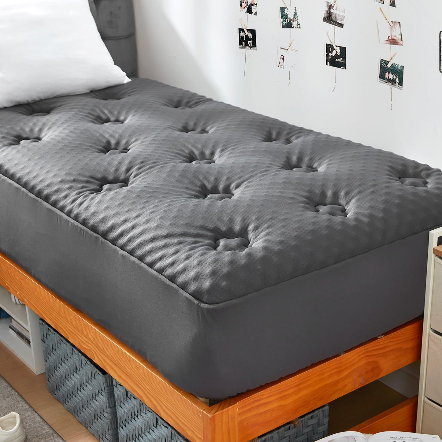 Hansleep Twin XL Mattress Pad Topper College Dorm Memory Foam, Twin XL Foam Mattress Topper Viscose Derived from Bamboo, Twin XL Size Bed Mattress Pad Cover for Back Pain Relief, 39" x 80", Charcoal