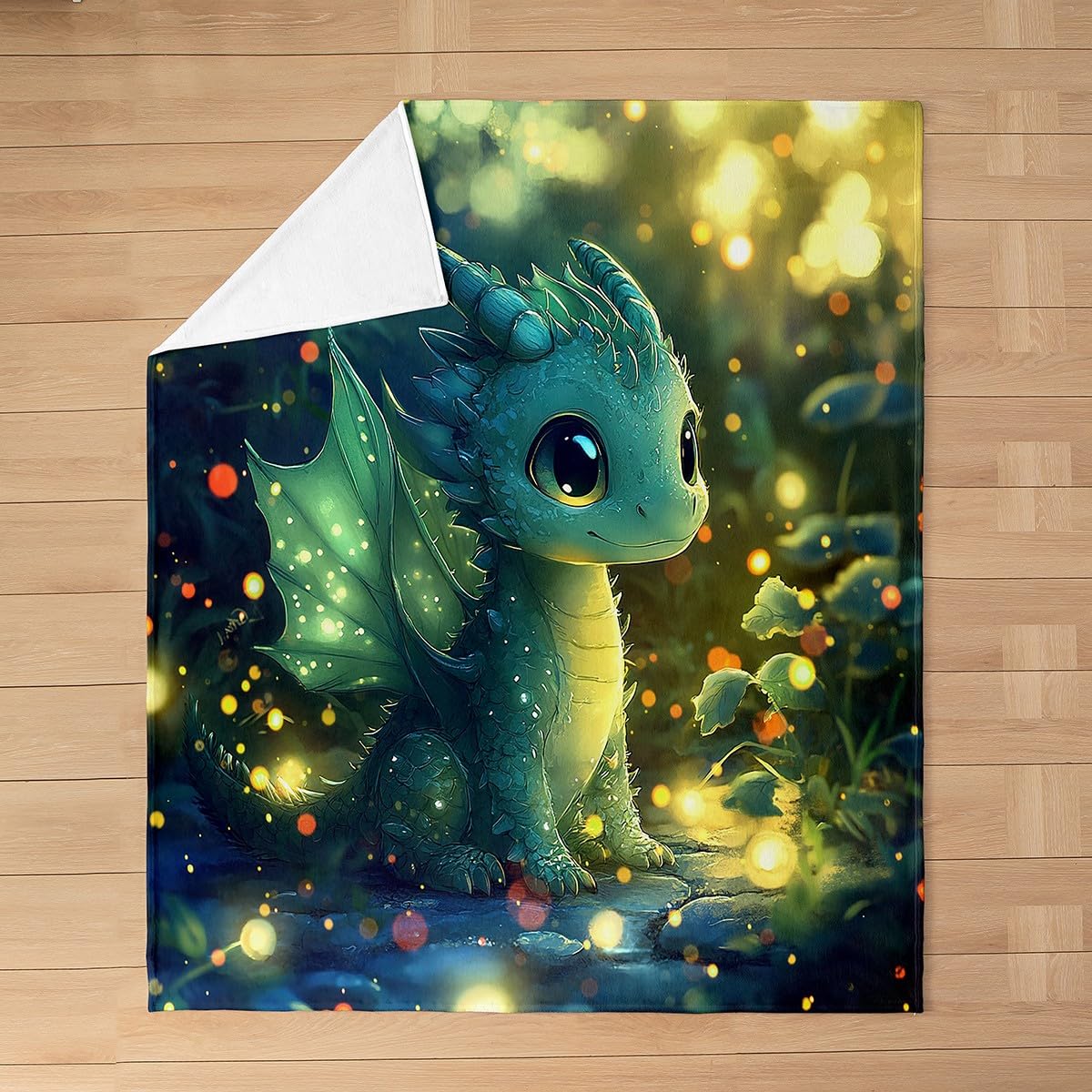 Feelyou Dragon Plush Throw Blanket Queen 90"x90" Dragon Stuff Flannel Fleece Blanket for Boys Girls Teens Kawaii All Season Bed Blanket Dragon Decor Blanket Room Decor Bright Green