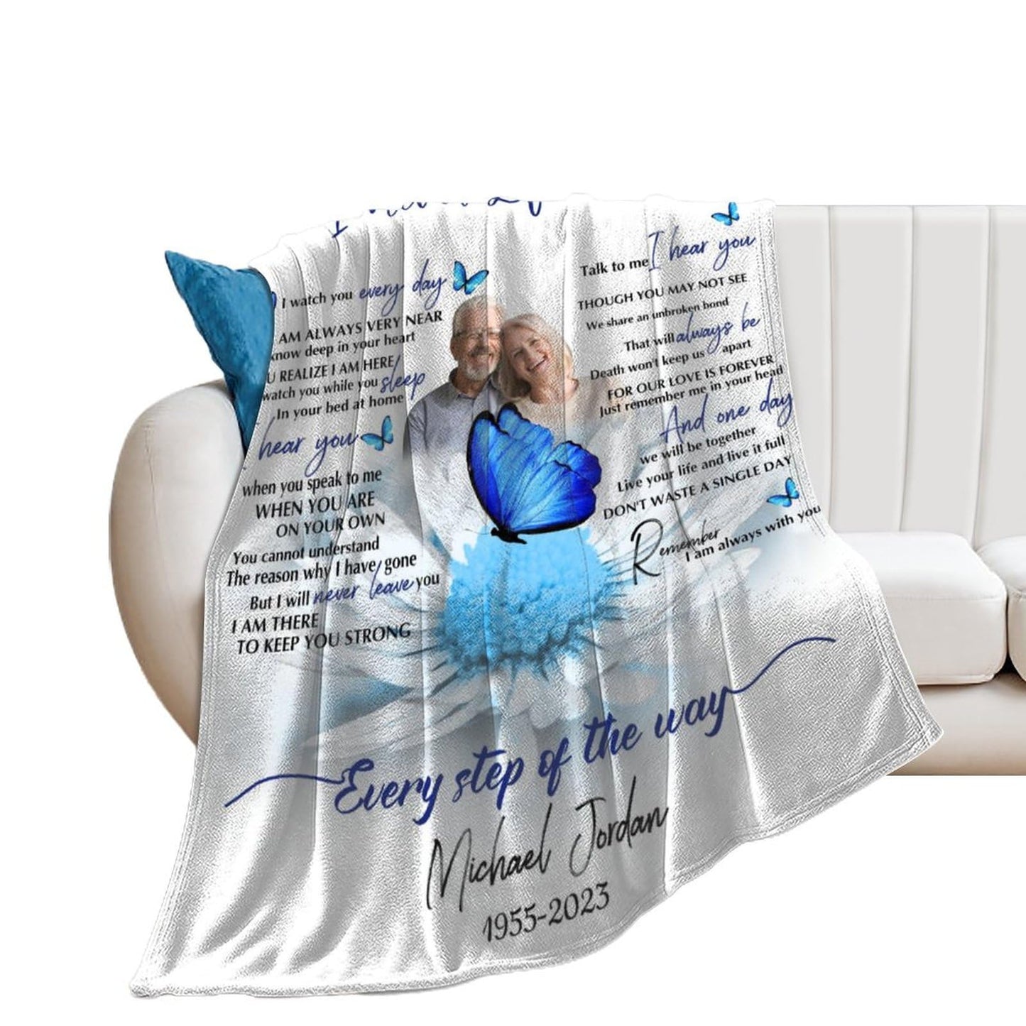 D-Story Custom Memorial Blanket with Photos in Loving Memory for Loved Ones Lost: Made in USA, Personalized Picture Sympathy Remembrance Grief Gift Funeral for Daughter Son Father Mother Brothers