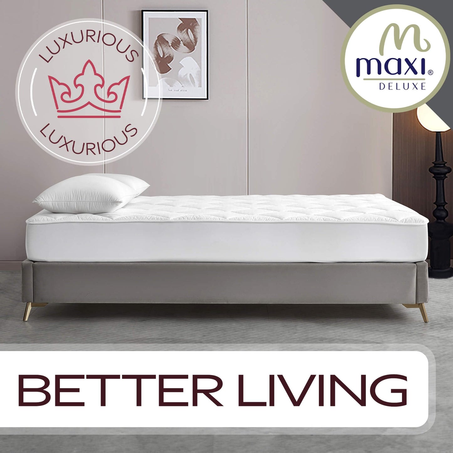 Maxi Full Size Mattress Pad - Luxurious Cotton Sateen Mattress Protector - Soft, Comfortable, and Breatheable Mattress Cover - Mattress Pad Protects Mattress from Dust, Dirt, Spills, and Stains.
