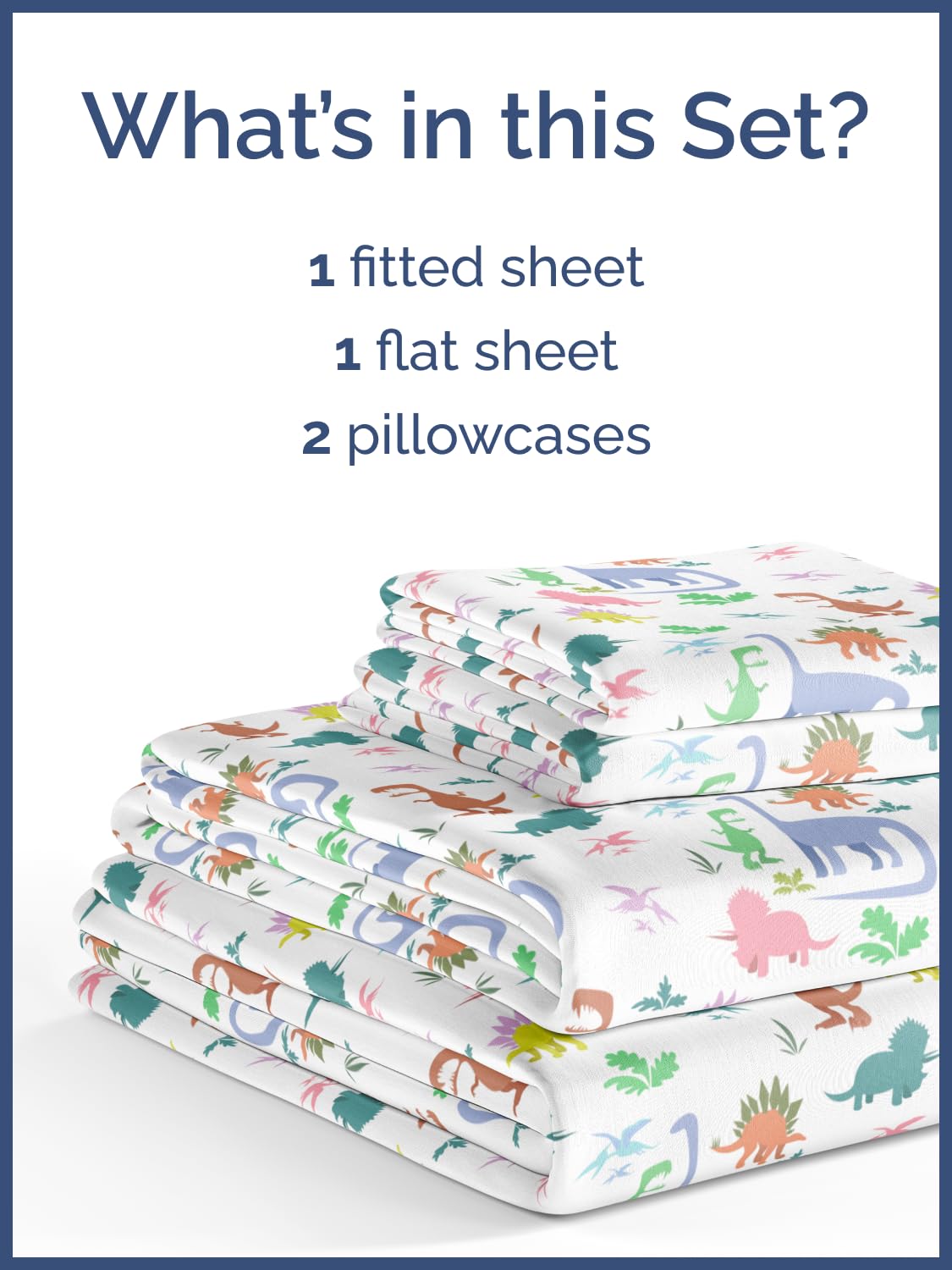 Kids Full Size Bed Sheet Set - 4 Piece Kids Loft Bed Sheets - Boys Dinosaur Themed Bedding - Soft, Cute & Cozy - Breathable & Machine Washable - Colorful Dino Bed Set for Boys, Girls, Teens & Toddlers