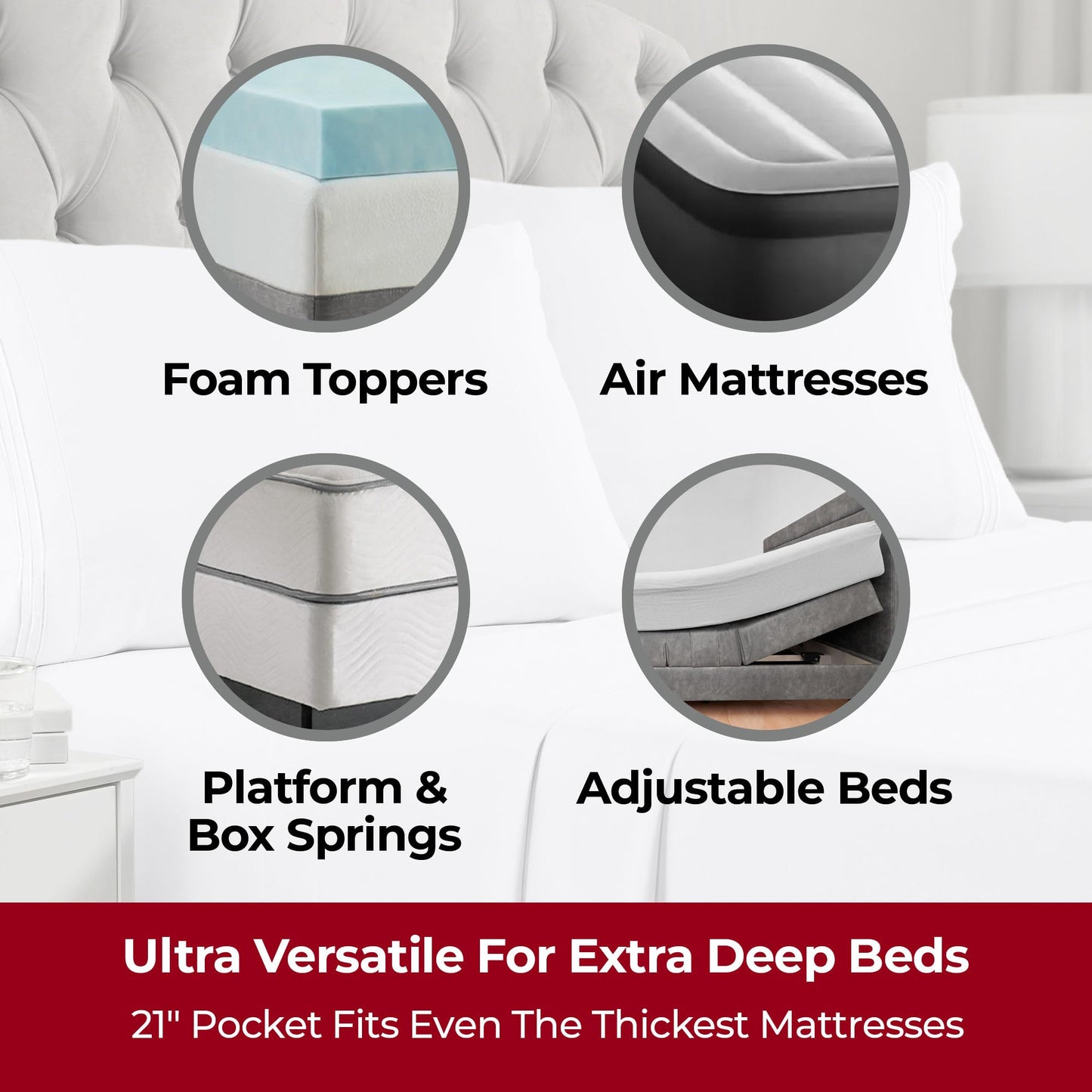 Mellanni Extra Deep Full Sheets - 4 PC Iconic Collection Bedding - Hotel Luxury, Ultra Soft, Cooling Bed Sheets - Wrinkle, Fade, Stain Resistant (Full, White)