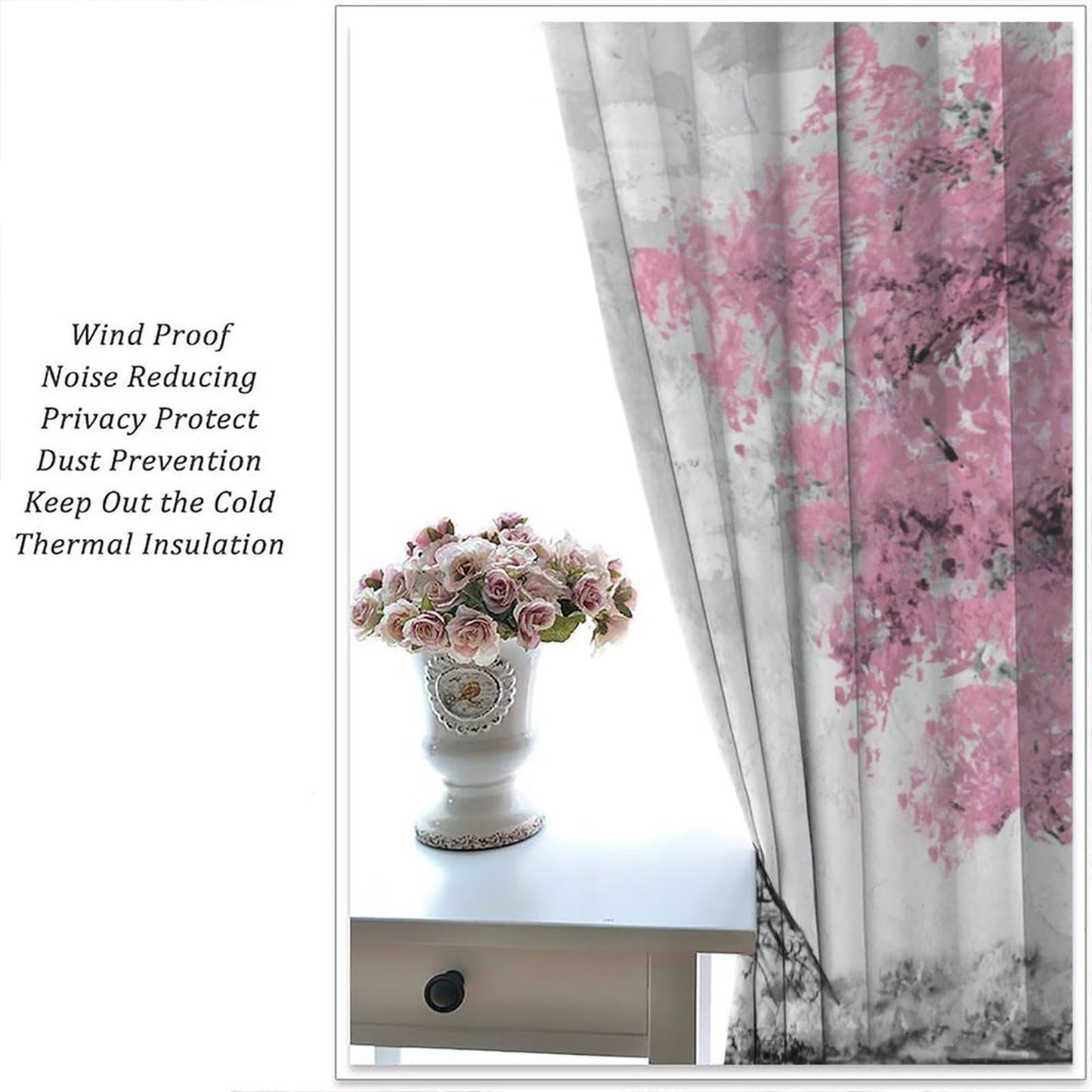 Eiffel Tower Curtains Pink Scene Romantic Decor Paris Eiffel Tower Cityscape Rod Pocket Window Treatments for Girls Women Bedroom Living Room 2 Panels 41" x 45" （No Blackout）