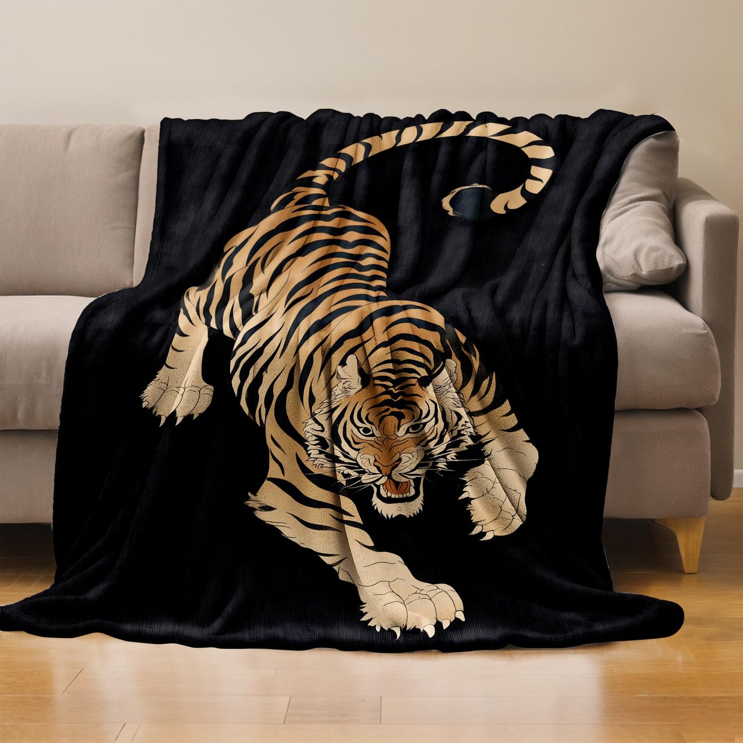 RQTWC Tiger Throw Blanket Gifts for Boys Girls Kids Adults, Animal Theme Flannel Blankets for Travel Sofa Living Room Decor 50"X60"