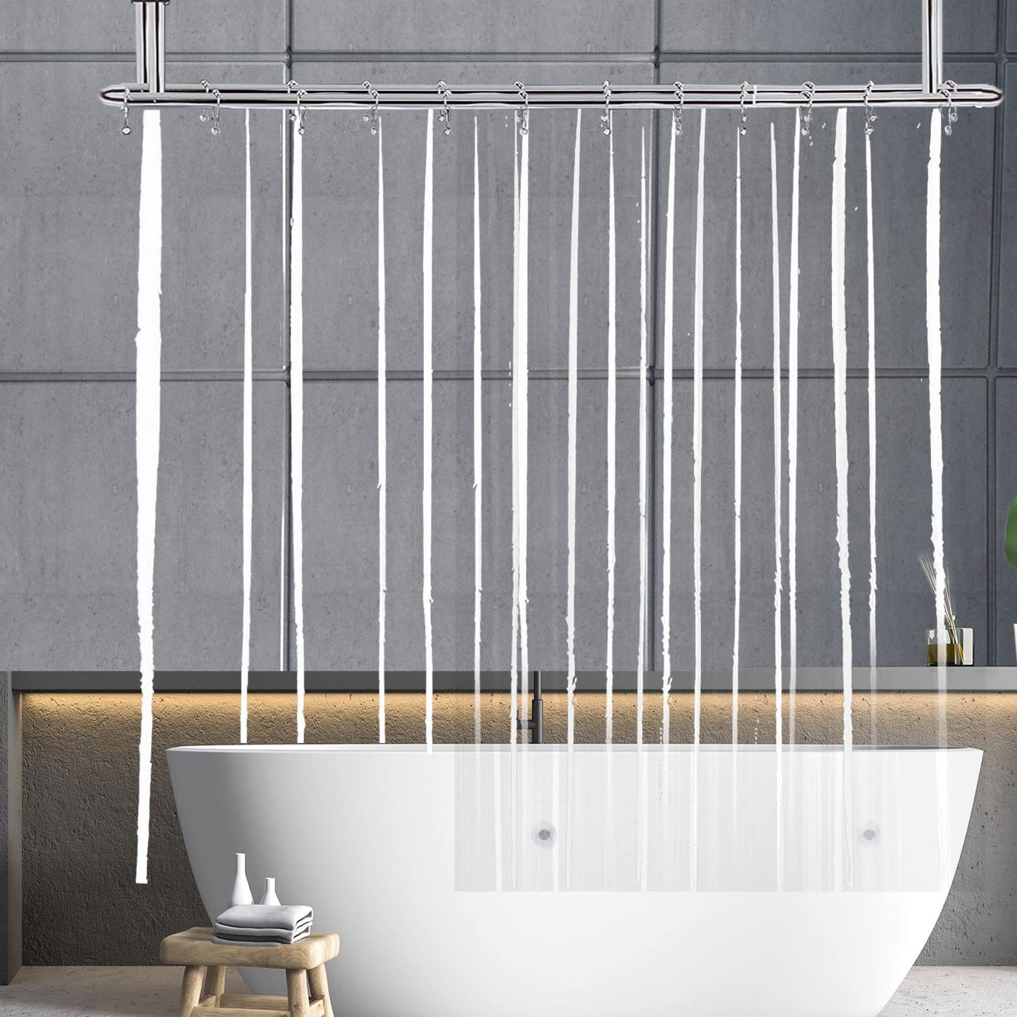YISURE Clear Shower Curtain or Liner for Clawfoot Tub Short Length 180x65 Inch, Wrap Around Tub Curtains Liner PEVA Waterproof Shower Liner Circular Oval Circle Freestanding Round Surround