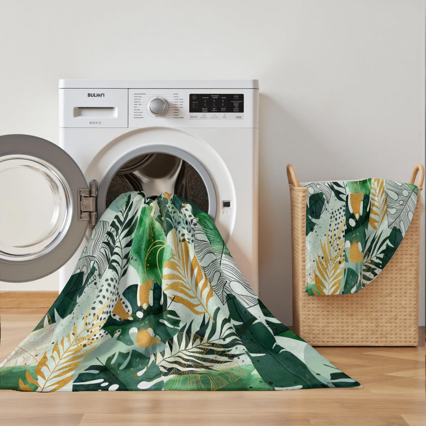 Tropical Blanket Green and Gold Botanical Leaf Throw Blanket Nature Plant Lightweight Soft Cozy Flannel Blankets Gifts for Living Room Couch, Home,Sofa Decor 50 x 60 Inch