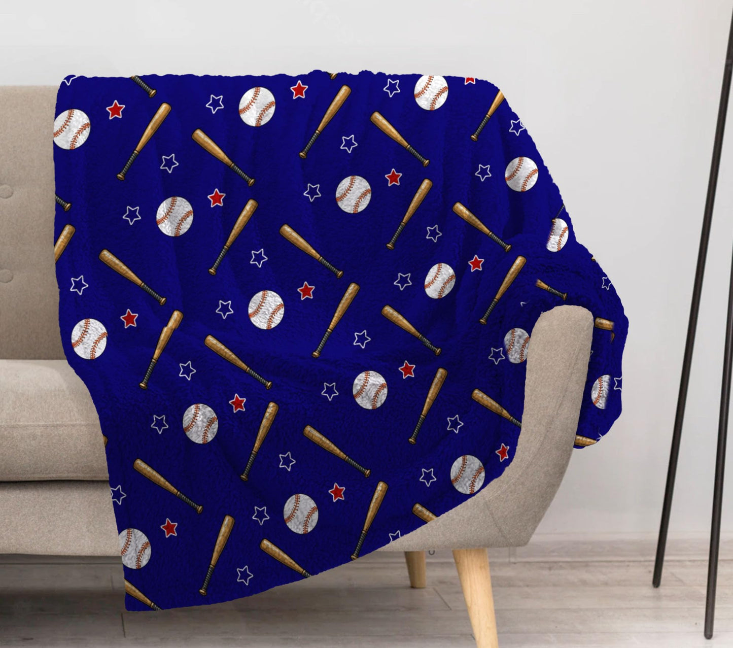 Allenjoy Baseball Ball Bat Sports Games Blanket 57"x50" - Soft Warm Throw Blankets for Couch Bed Living Room Home Office Bedroom Decor, Gifts for Men Boys Teens Fans Son, Washable