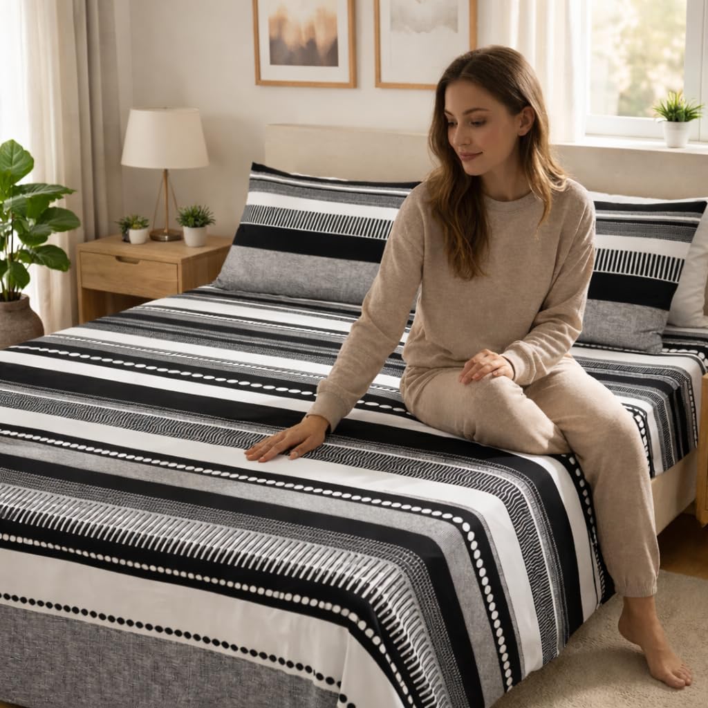 YIYEA King Size Sheets Set, Premium Double Brushed Microfiber Bed Sheet Set for All Season, Soft Breathable, 16" Deep Pocket, Shrinkage and Fade Resistant, 4PC, King