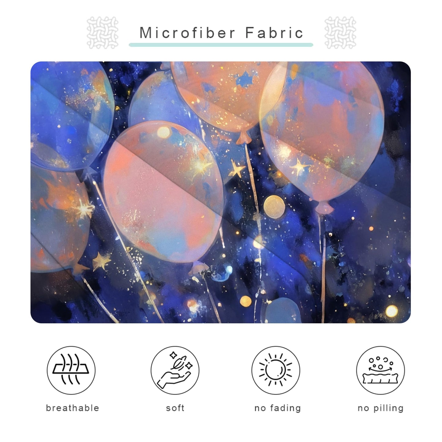 EDGZKO Navy Blue Galaxy Balloon Bedding Set Full Size Starry Sky Print Comforter Set Soft Microfiber Bed Sets for Kids Girls Boys Teens Adults Room Decor, 1 Comforter 2 Pillowcases