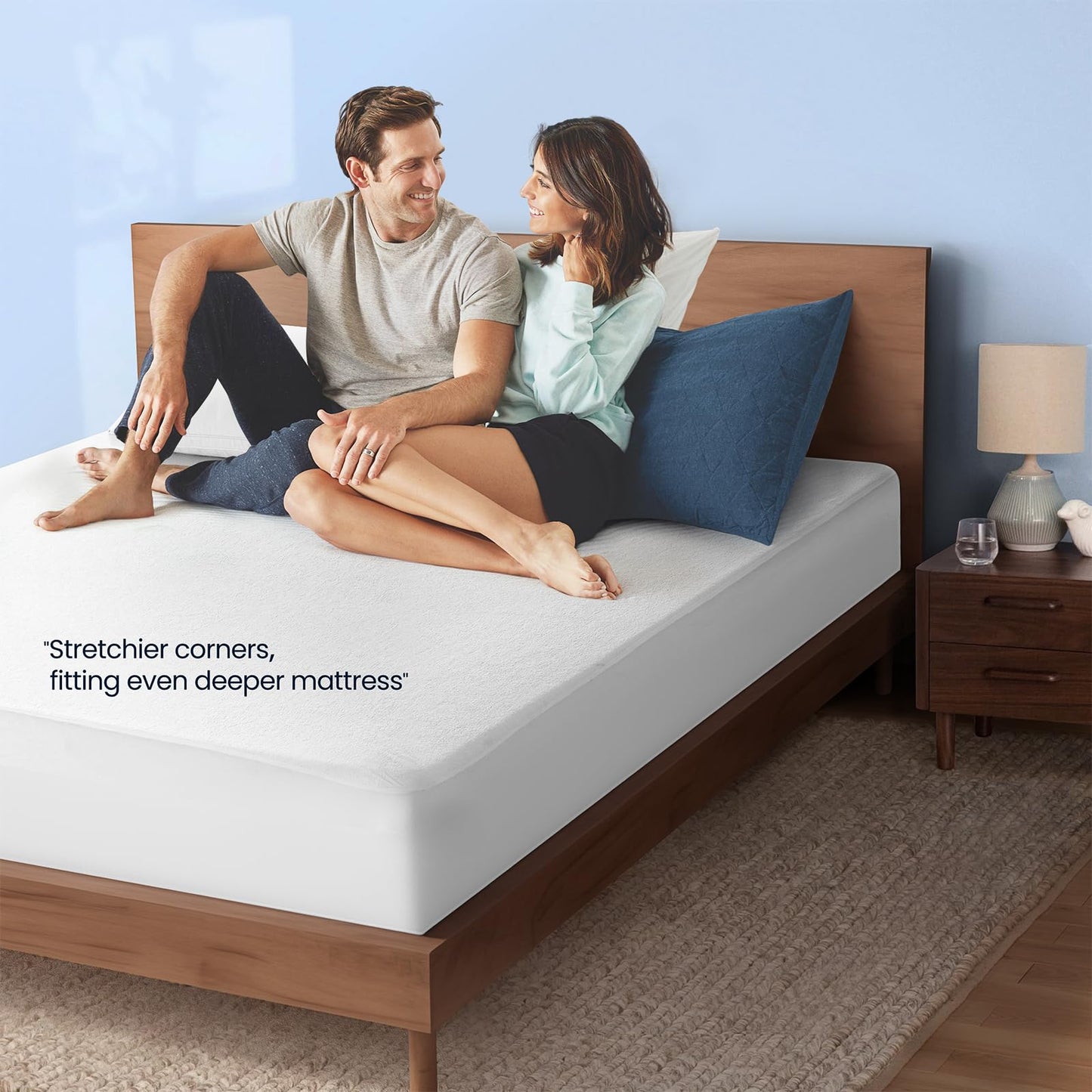 TASTELIFE King Size Waterproof Mattress Protector - 100% Waterproof Fitted with Deep Pocket Mattress Cover - Breathable Noiseless Bed Mattress Protector Washable - Vinyl Free (White)
