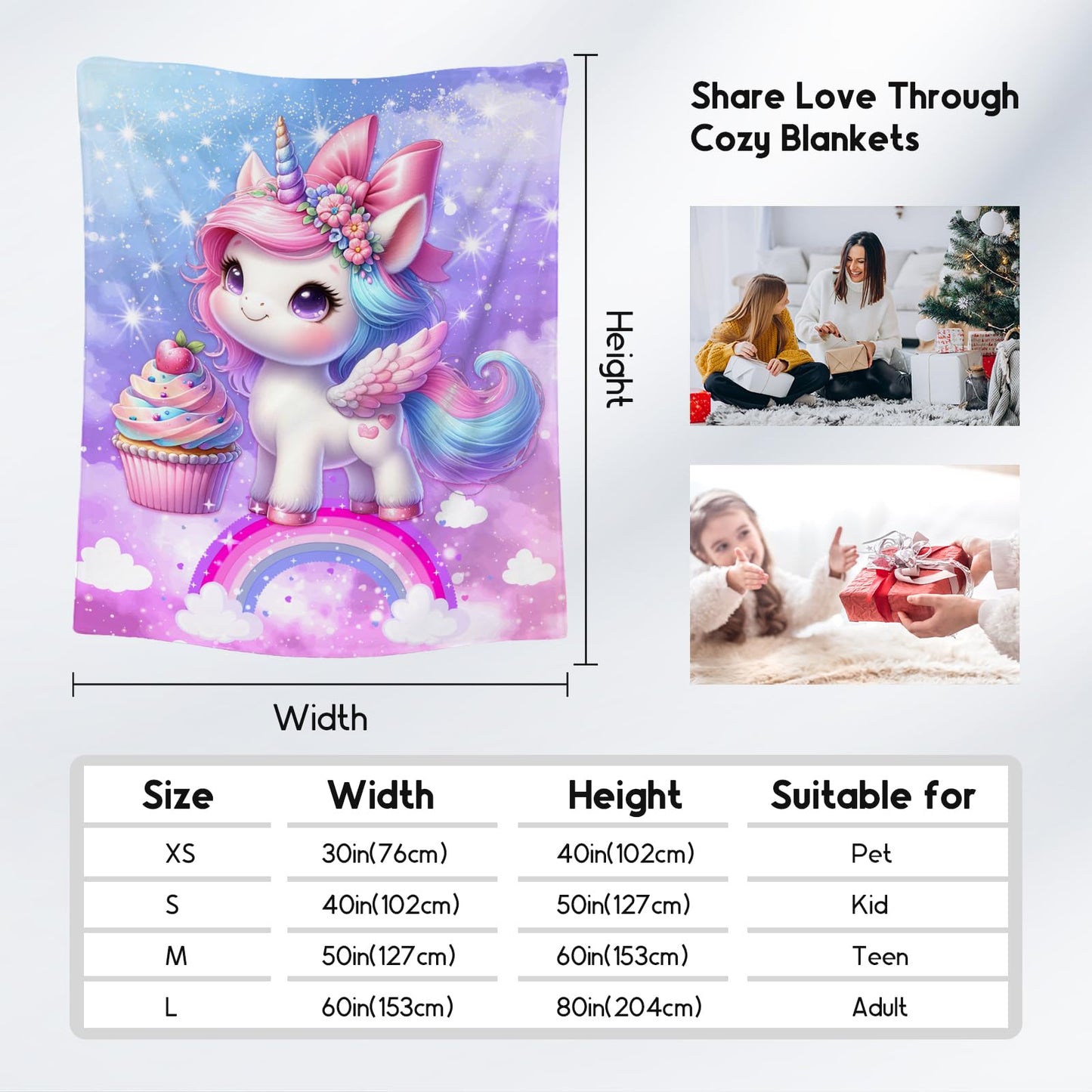 Gifts for Girls, Unicorn Blanket for Kids, Unicorn Fleece Blanket for Girls Soft Lightweight for Sofa Couch, 40"x50"