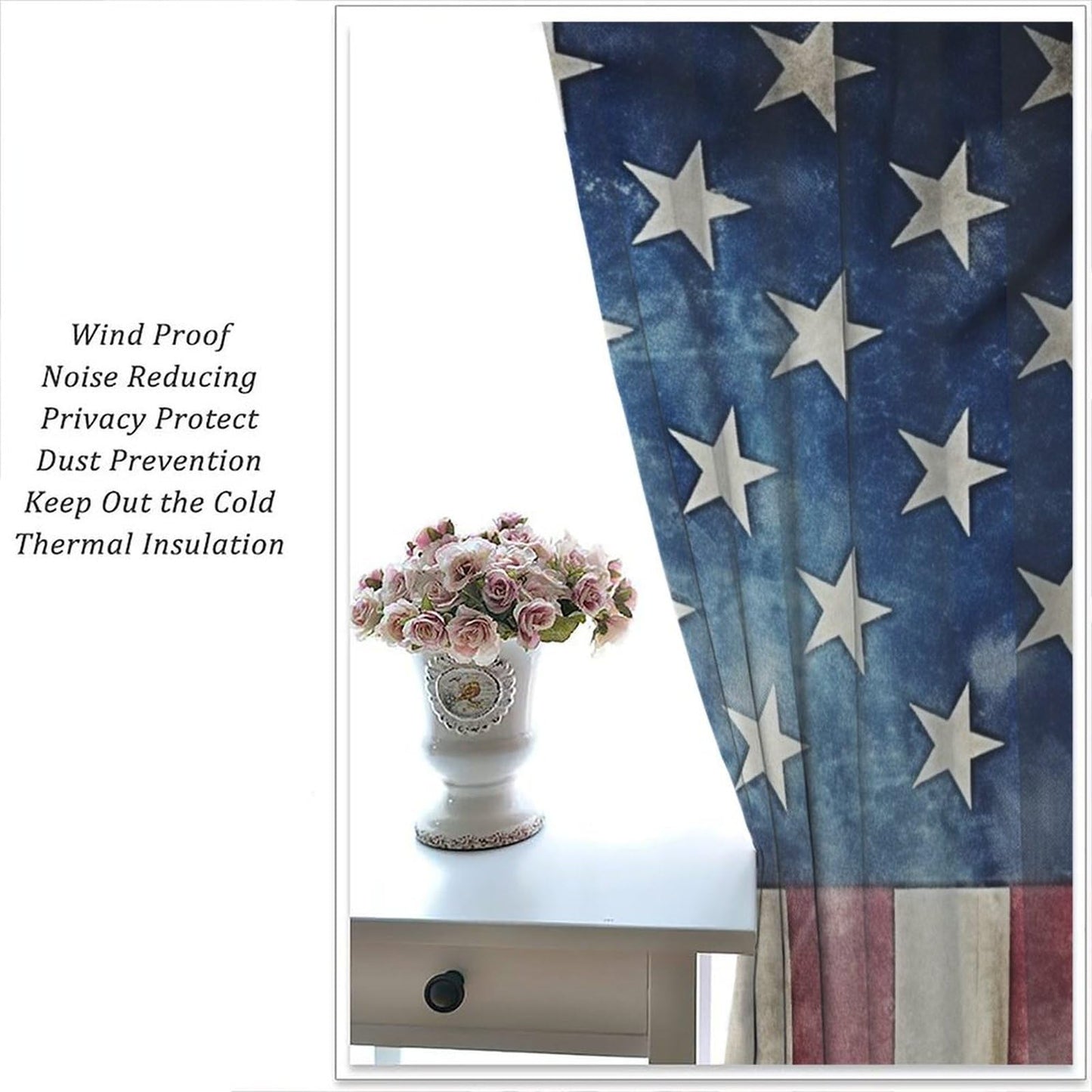 Yearn Jear Horse Window Curtains, Retro American Flag Western Wild Horses Curtains for Living Room,Rustic Farm Animal Cowboy Running Horse Drapes 2 Panel Sets,42x45 Inch Decor