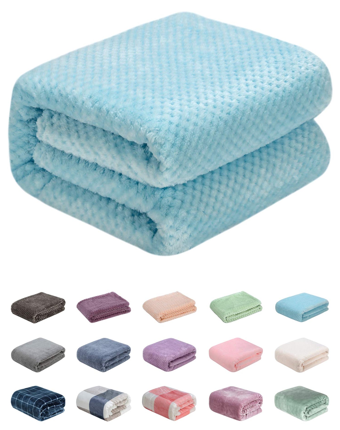 Fuzzy Throw Blanket, Plush Fleece Blankets for Adults, Toddler, Boys and Girls, Warm Soft Blankets and Throws for Bed, Couch, Sofa, Travel and Outdoor, Camping (Throw(50"x70"), L-Ice Blue)