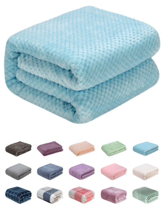 Fuzzy Throw Blanket, Plush Fleece Blankets for Adults, Toddler, Boys and Girls, Warm Soft Blankets and Throws for Bed, Couch, Sofa, Travel and Outdoor, Camping (Throw(50"x70"), L-Ice Blue)