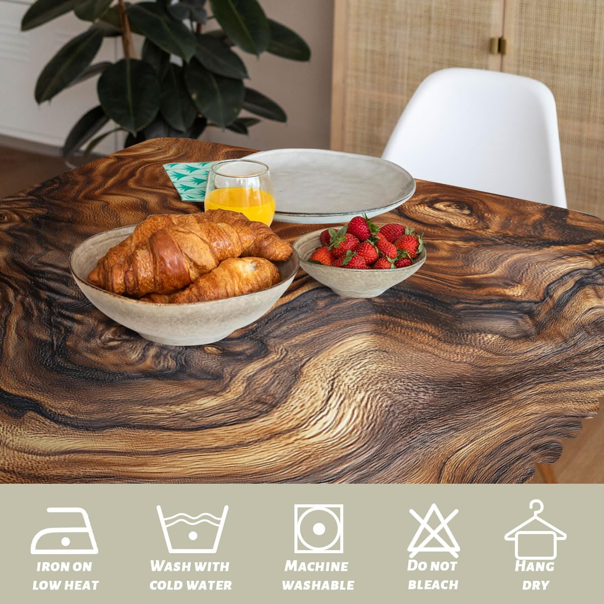 Wood Grain Texture Decorative Rectangle Tablecloth Old Tree Trunk Natural Rectangle Table Cover Anti-Oil Tablecloth for Dining Tables, Parties, Wedding and Banquet Decoration 52" x 70" 4-6 Seats