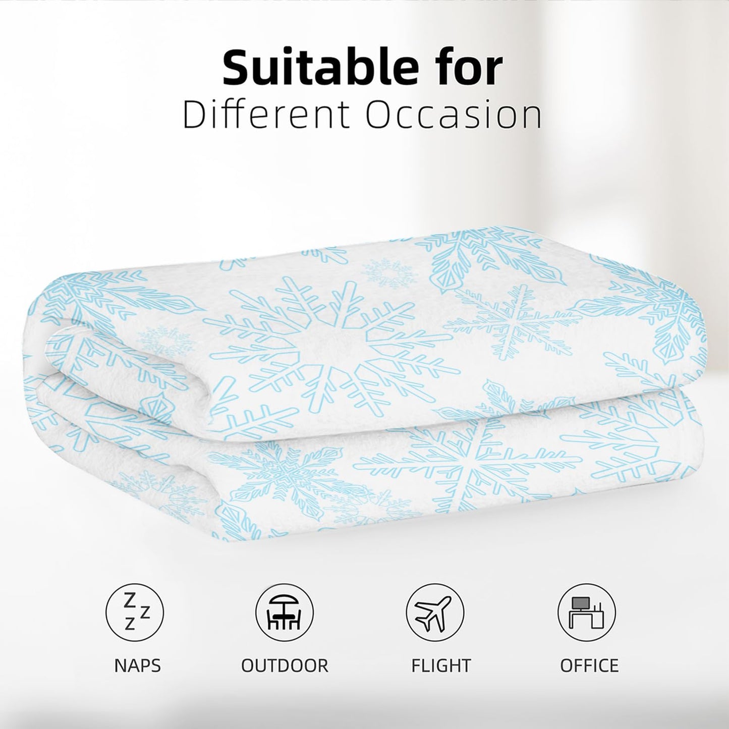 Christmas Snowflake Blanket Christmas Decor Holiday Winter Throw Blanket for Couch Bed Sofa Living Room Soft Cozy Lightweight Fleece Blanket Xmas Gifts 40''x50'' (Snowflake)