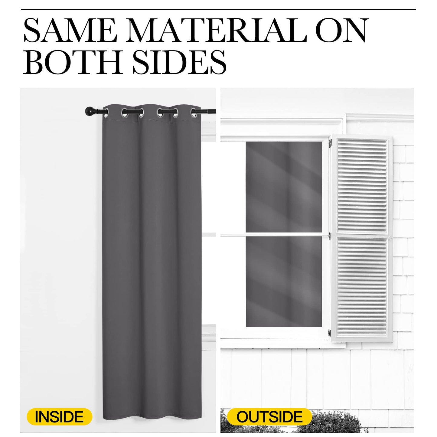 NICETOWN Thermal Insulated Grommet Blackout Curtains for Bedroom (2 Panels, W42 x L63 -Inch, Grey)