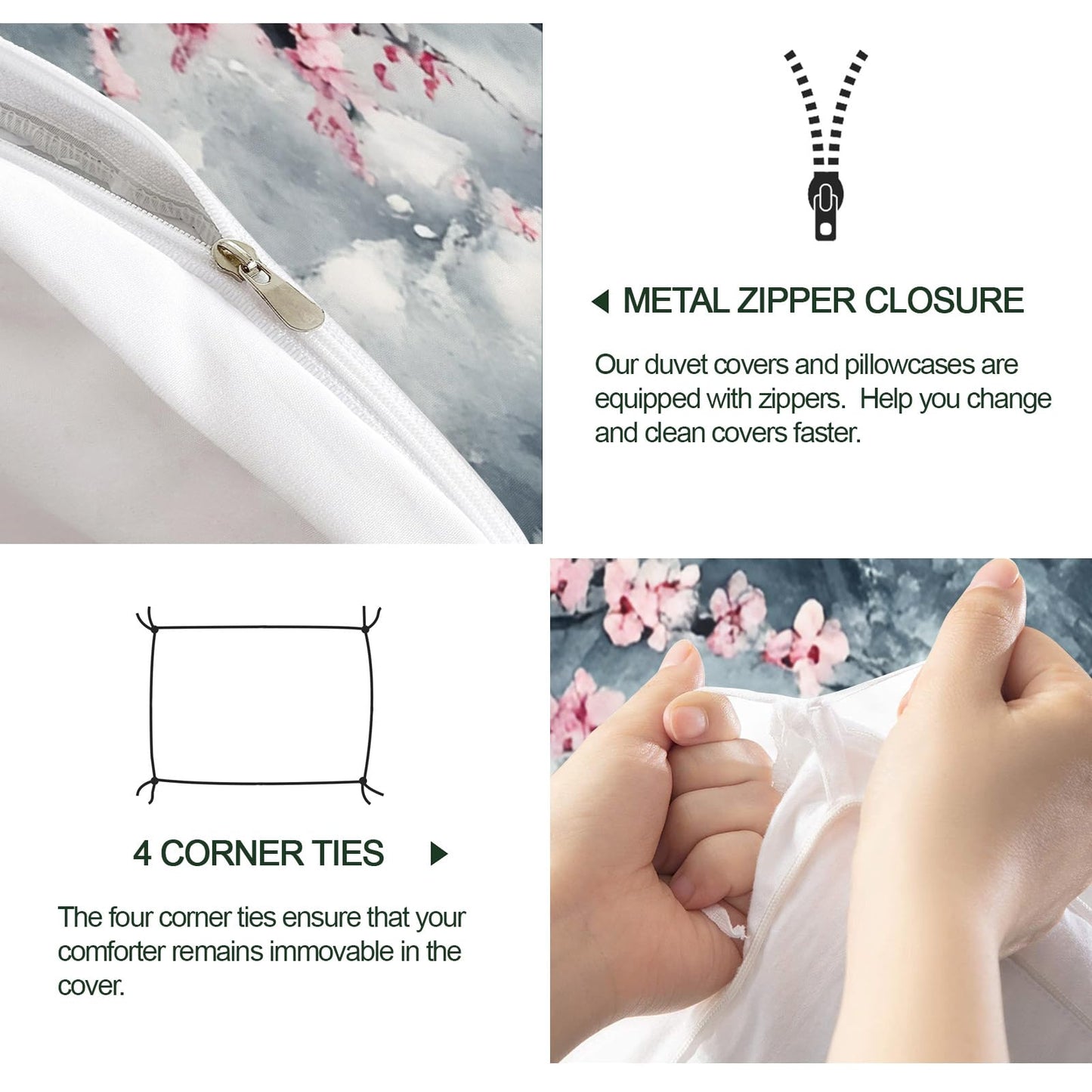 PAISUOQ Japanese Duvet Cover King Size, Traditional Painting Bedding Set, 3 Piece, Soft Microfiber Patterned Comforter Cover with Zipper Ties & 2 Pillowcase, Mountains Bedroom Decor & Gifts
