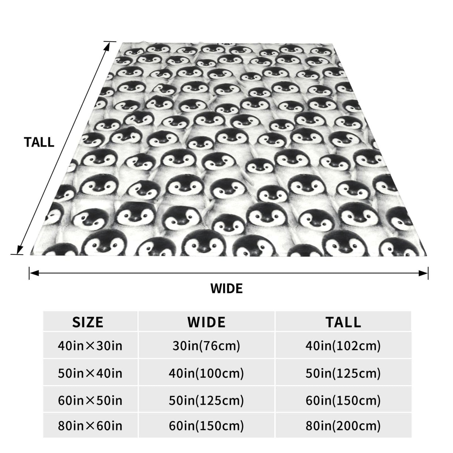 Penguin Throw Blanket Soft Cozy Plush Warm Fleece Blanket for Sofa Couch Bed 60"X50"