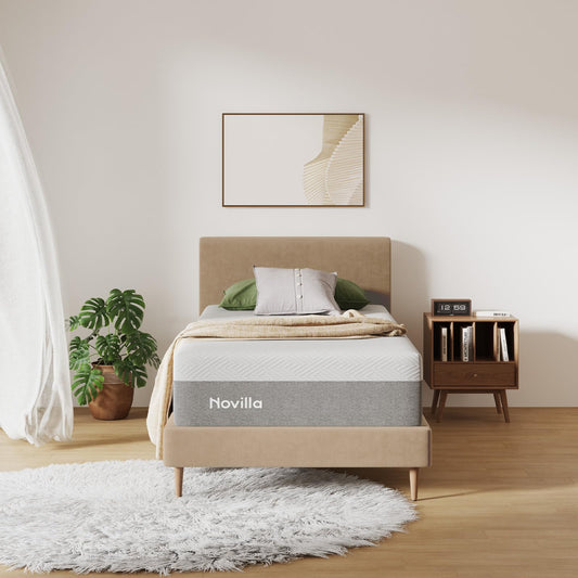 Novilla Bliss Twin Mattress, 10 Inch Gel Memory Foam Twin Mattress in a Box for Cooling Comfort & Pressure Relieving, Target Zoned Support for Back Pain Relief, Medium Plush Feel