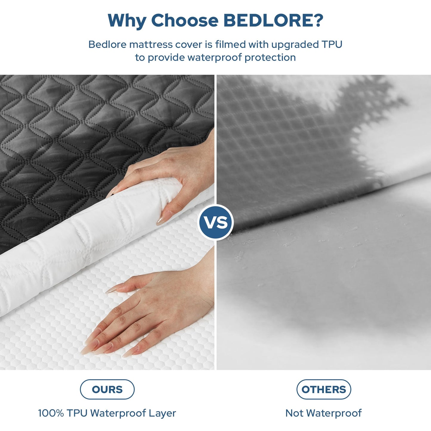 2 Pack Waterproof Mattress Protector, Queen Size Mattress Pad Noiseless with Deep Pocket Fitted for 6"-18", Soft Breathable Dirt-Proof Bed Mattress Cover Washable for Home, Bedroom, Hotel (Gray)