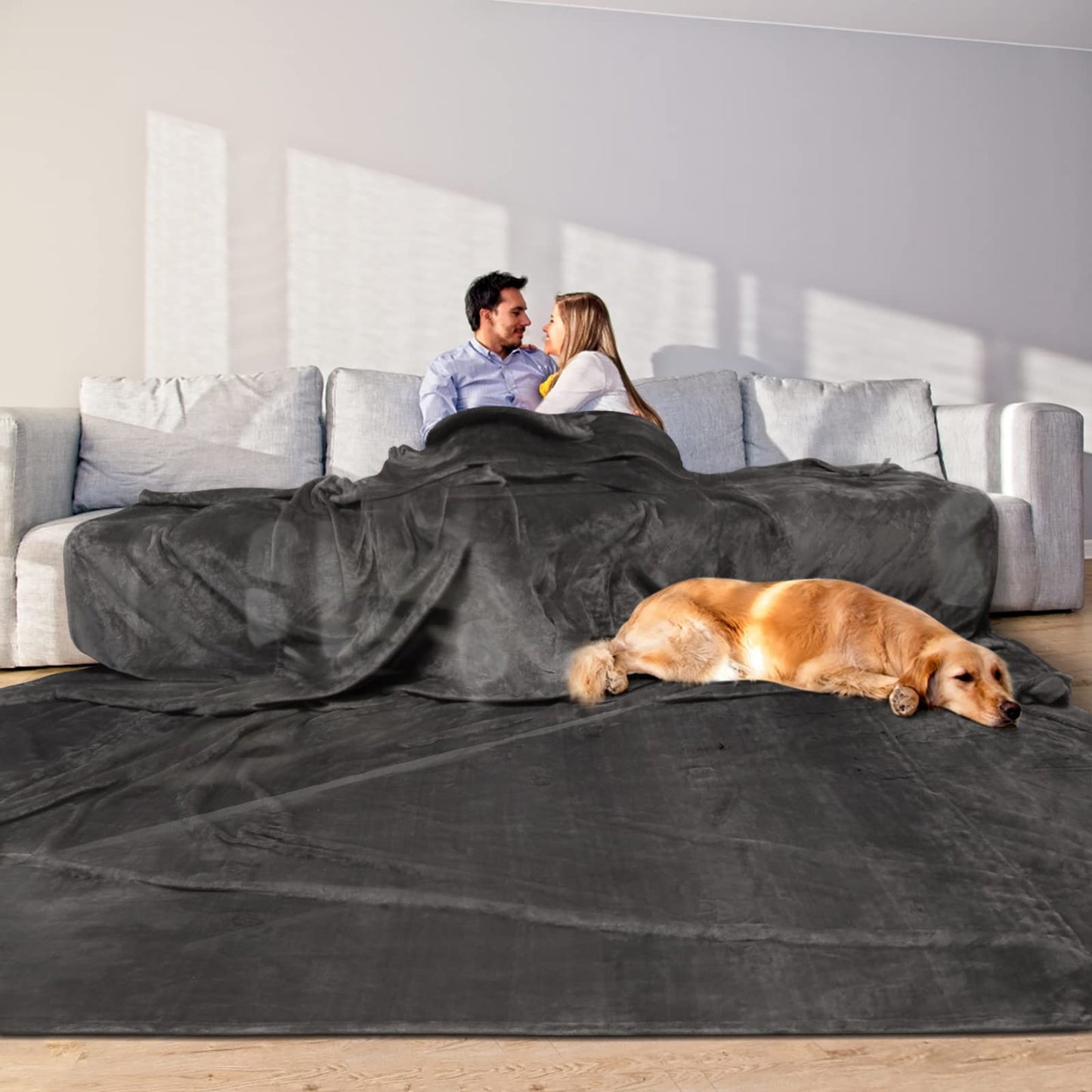 Edenleaf Oversized Blanket 120x120 Inches, Giant Huge Companion for Bed, Sofa,Travel and Camping, Extra Large Big Soft Blanket Fits the Whole Family and Outdoors, Dark Grey 10'x10'