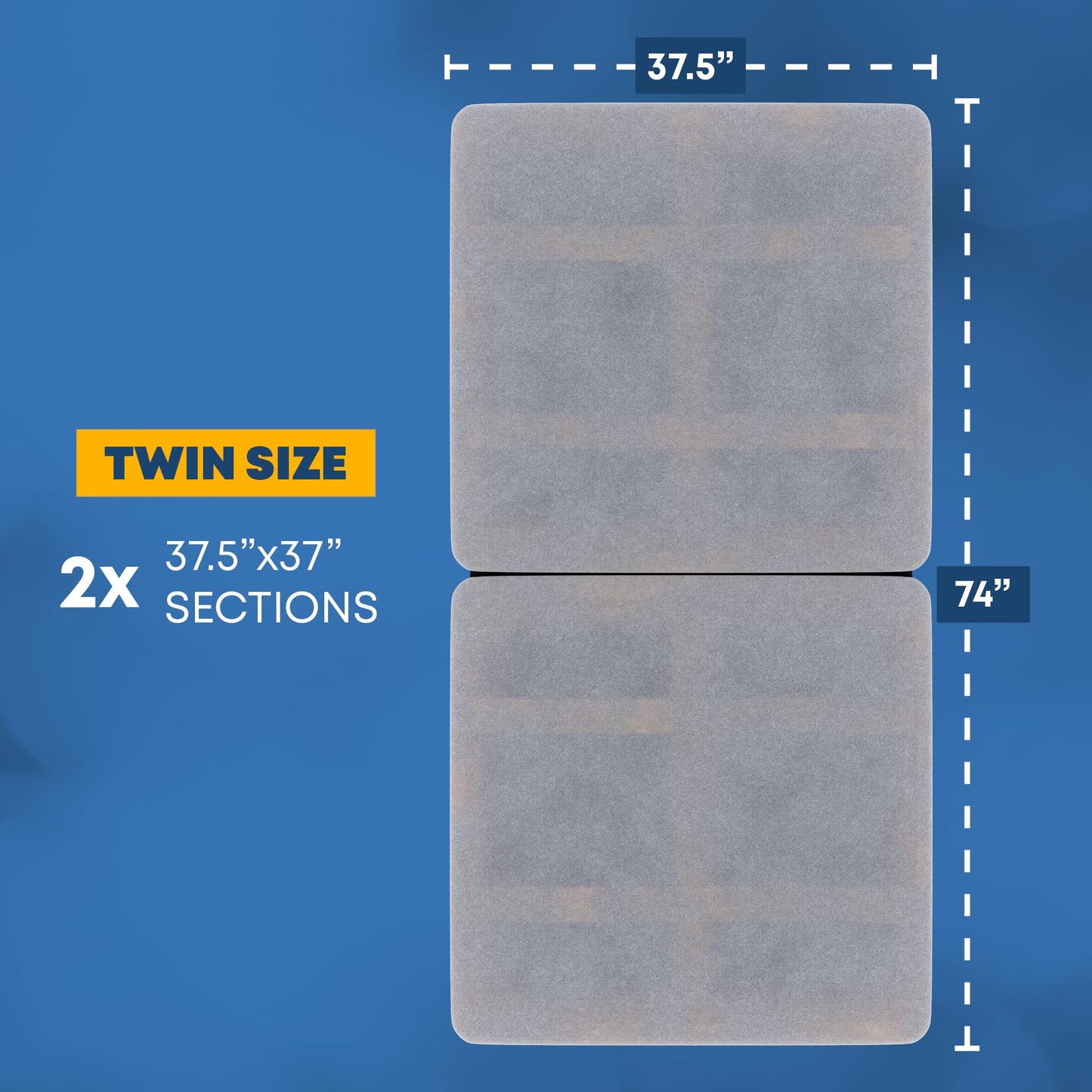 Treaton, 1.5" Split Wood Bunkie Board Twin Size Bed, Under Mattress Support, Fully Assembled, Fabric Ventilation Cover-Replaces Wooden Slats or Box Spring for Bed Frames