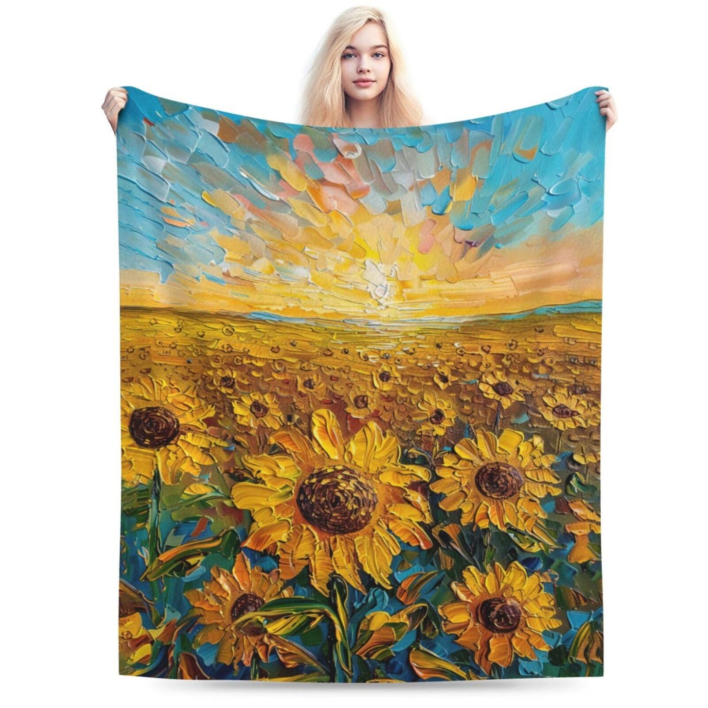 Sunflower Throw Blanket Sunflower Floral Flannel Blankets Flower Fuzzy Plush Super Soft Cozy Warm Decor Gifts for Boys Girls Kids Adults Men Women 40" x 50"