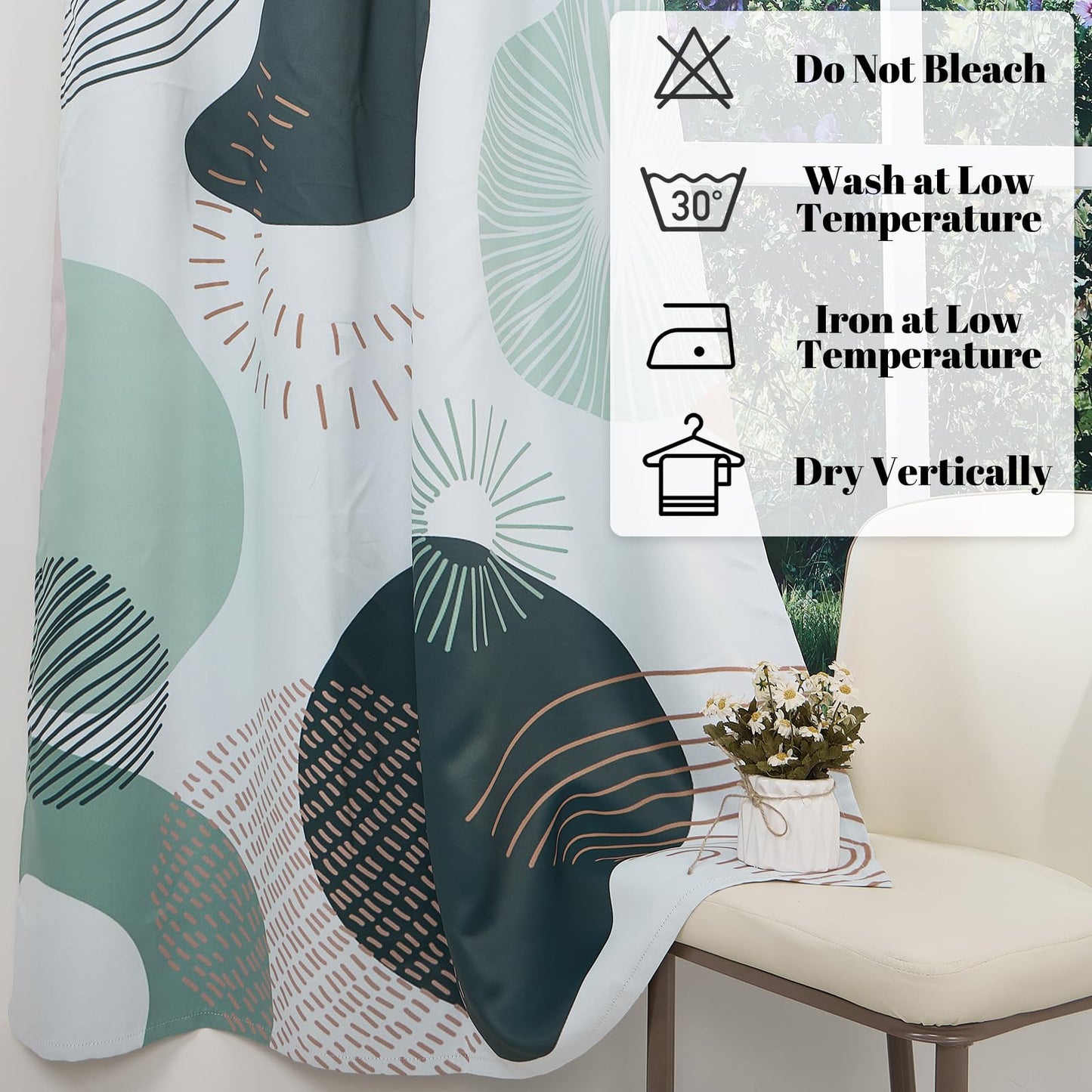 NAEMBCU Boho Geometric Blackout Curtains for Bedroom 52Wx84L