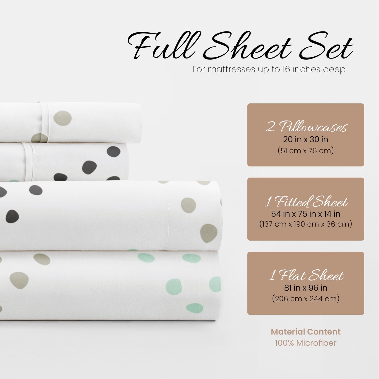 Linen Market 4 Piece Full Bedding Sheet Set (Light Gray Dots) - Sleep Better Than Ever with These Ultra-Soft & Cooling Bed Sheets for Your Full Size Bed - Deep Pocket Fits 16" Mattress