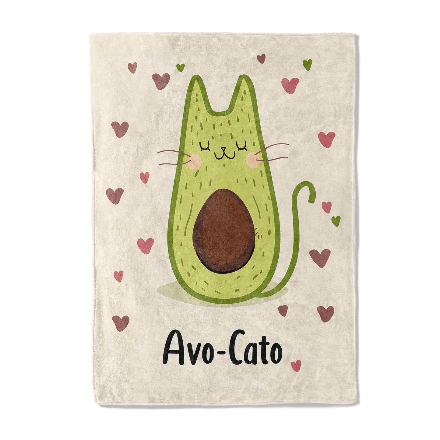AVO-Cato Cute Avocado Cat Plush Flannel Throw Blanket - Soft, Comfy, Lightweight, Warm & Fuzzy - Ideal for Couch, Bedroom, Travel & Outdoors - Great for All 60×50in