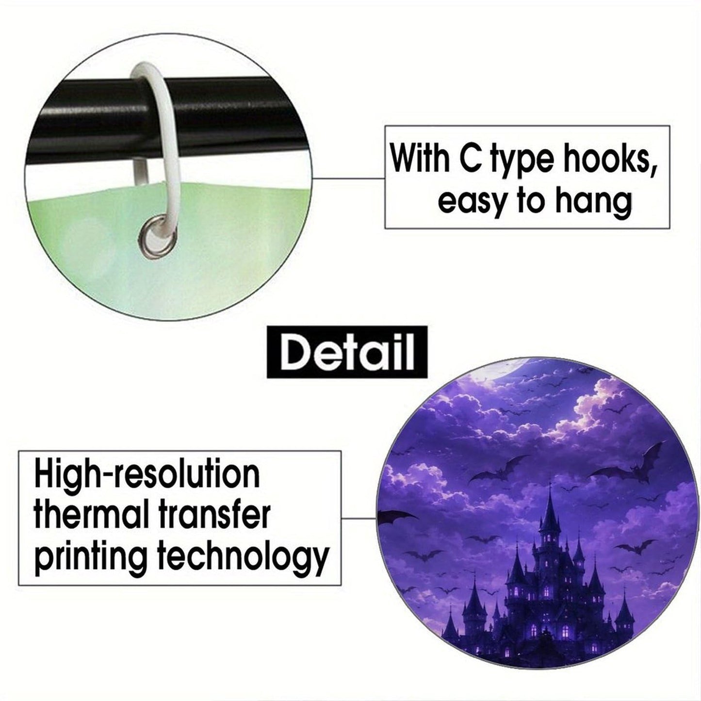bladesgsd Moonlit Night Mystical Gothic Shower Curtain with 12 Hooks 72x72Inch, Polyester Bathroom Curtain, Privacy Shower Curtain for Bathtub, Shower Stall, Apartment, Guest Bathroom