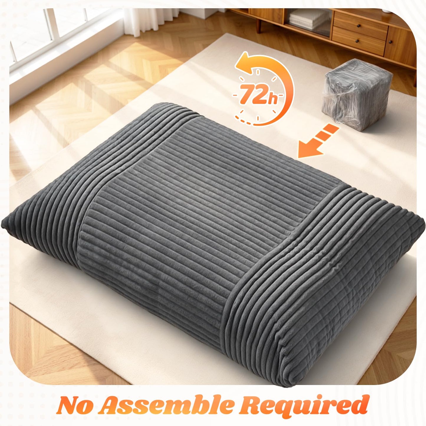 LuxMoment 3 in 1 Giant Bean Bag Chair for Adults and Kids, Oversized Convertible Bean Bag Bed with Machine Washable Cover, Comfy Soft Memory Foam Floor Sofa for Living Room, Bedroom & Game Room(Grey)