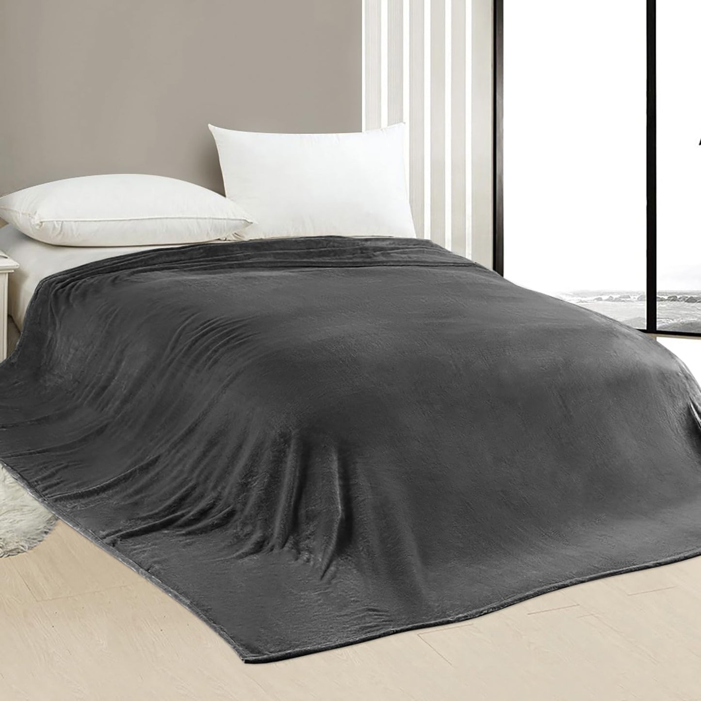 Edenleaf Oversized Blanket 120x120 Inches, Giant Huge Companion for Bed, Sofa,Travel and Camping, Extra Large Big Soft Blanket Fits the Whole Family and Outdoors, Dark Grey 10'x10'