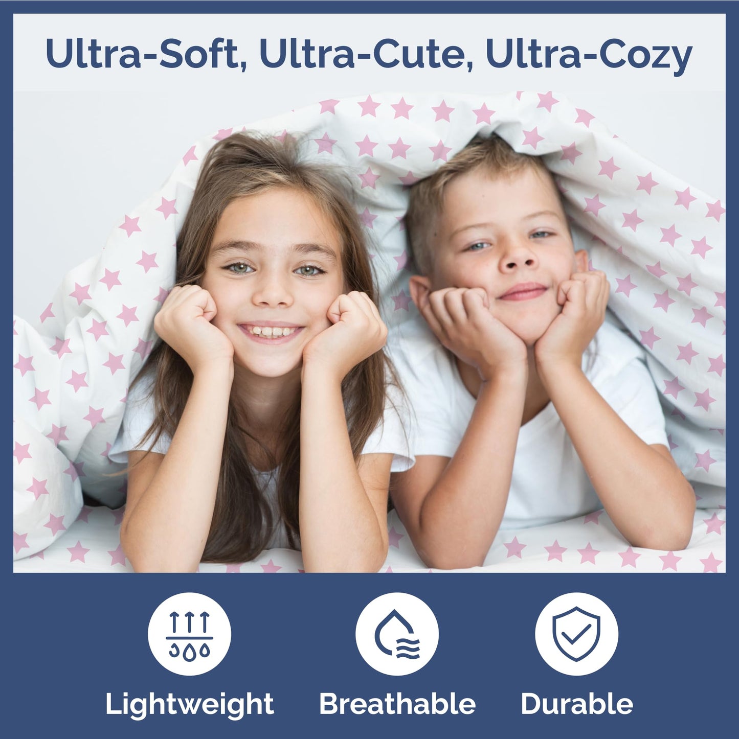 Kids Twin Size Bed Sheet Set - 3 Piece Kids Loft Bed Sheets - Pink Star Sparkle Themed Bedding - Soft, Cute - Breathable and Machine Washable - Cute Easy-Care Bed Set for Boys, Girls, Teens & Toddlers