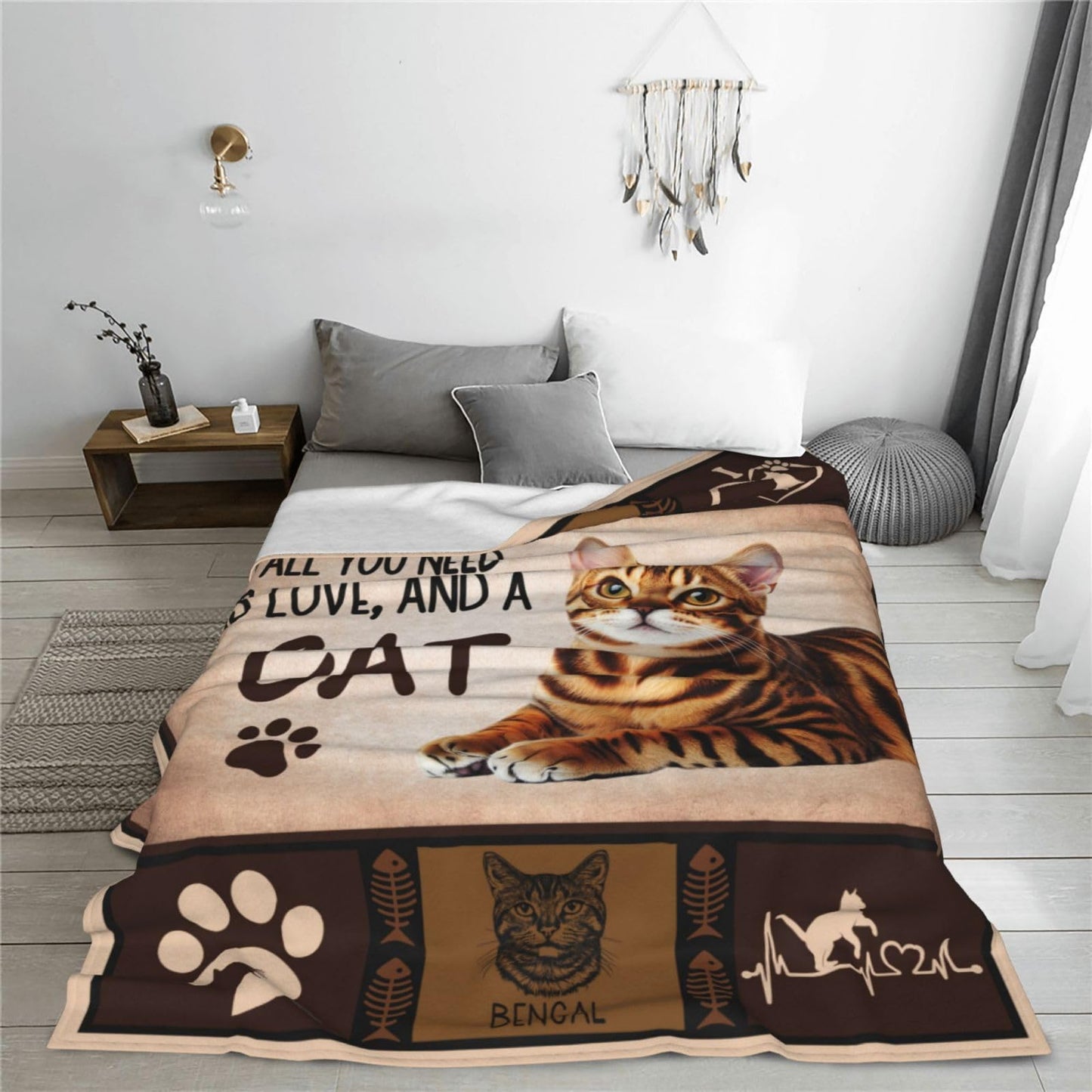 Uphomart Cat Blanket, Bengal Cat Throw Blankets, Bengal Gifts for Women Boys Girls Men Lover Adult Cozy Fleece Flannel Bedding Stuff Animal Plush for Couch Sofa Bed 40"X50"