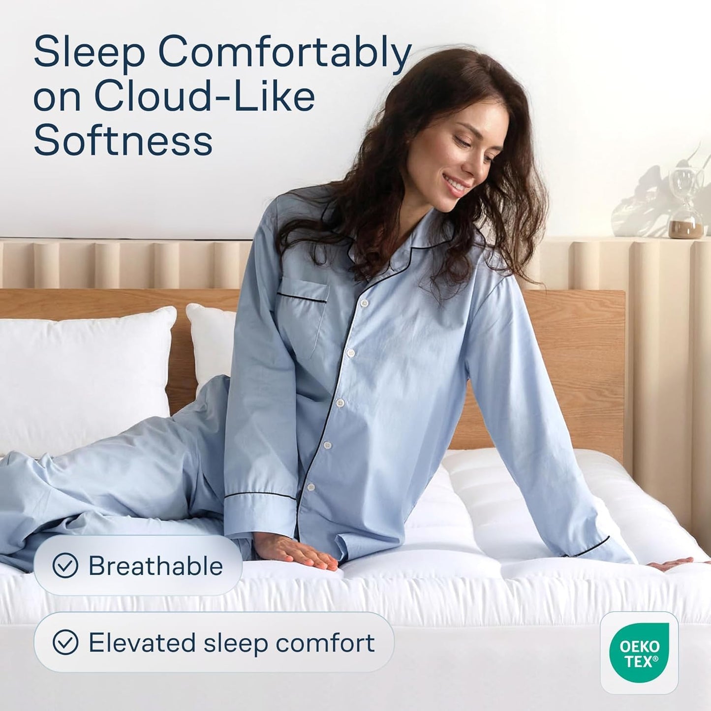 Niagara Sleep Solution Cloud-Like Full Size Mattress Topper - 100% Cotton Top Mattress Pad for Back Pain Relief - Breathable & Naturally Cooling for Hot Sleepers, White