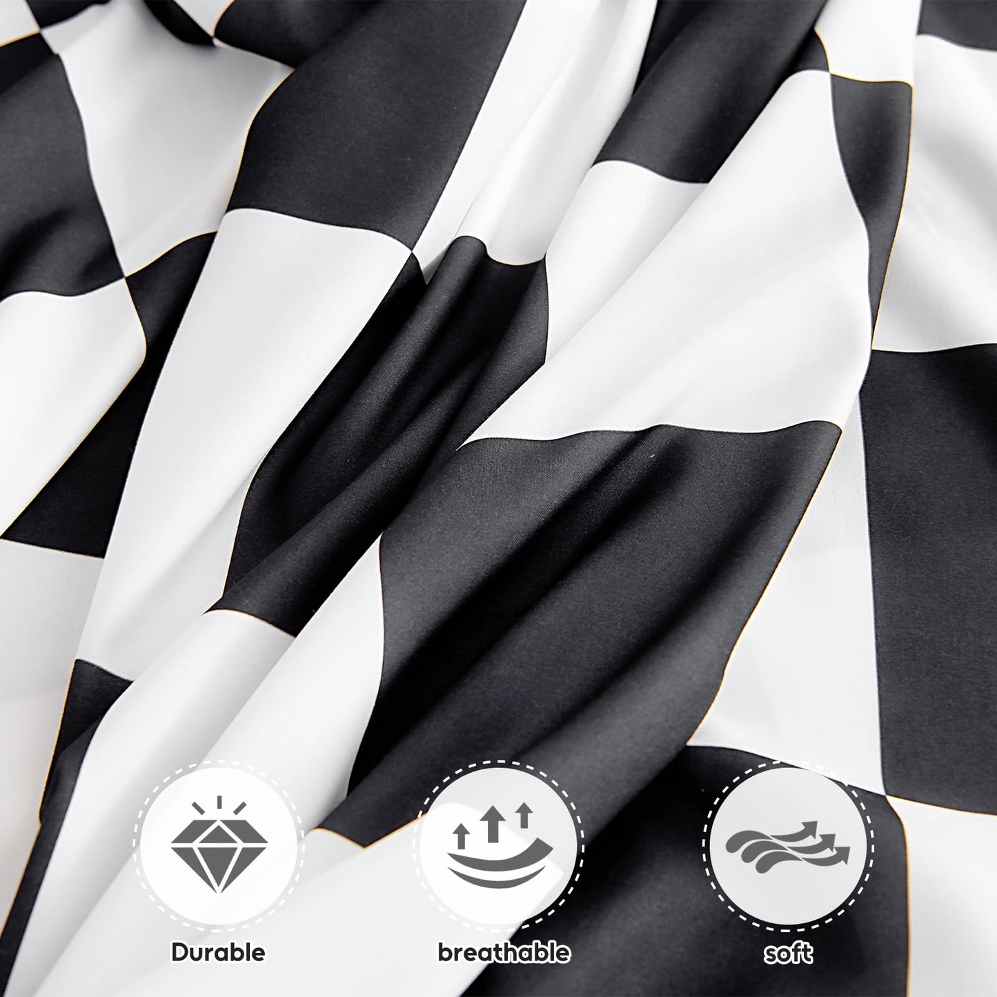 Homilay Full Sheet Set Kids - Black&White Plaid 4 Pieces Soft Microfiber Cartoon Style Bedsheets for Boys Girls Teens, Oeko TEX Breathable 15 Inch Deep Pocket Sheets(Chequered Flag)
