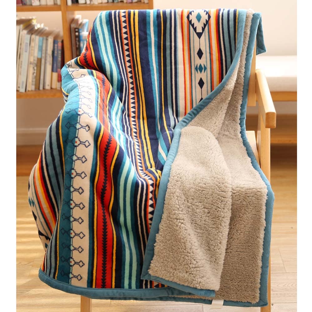 COTTEBED Flannel Sherpa Boho Throw Blankets,All Seasons Lightweight Super Soft Cozy Comfy Fluffy Fuzzy,Fleece Bedding Blanket for Bed Sofa Couch Living Room Camping Travel(Bohemia,50x60)