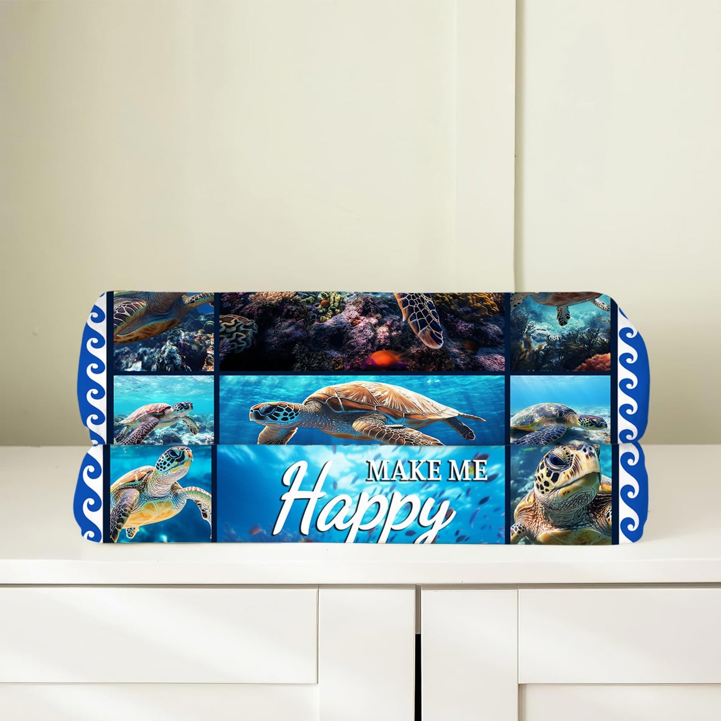 Turtle Blanket, Ocean Throw Blanket, Blue Ocean Blankets, Turtle Gifts, Turtles Stuff Fleece Flannel Plush for Women Men Boys Girls Lover Adults Soft Bedding for Sofa Bed Office Home Decor 50"X40"